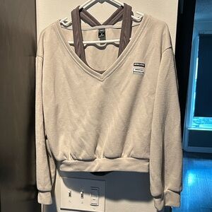 Dazy Cozy Beige V-Neck Sweater (Medium)